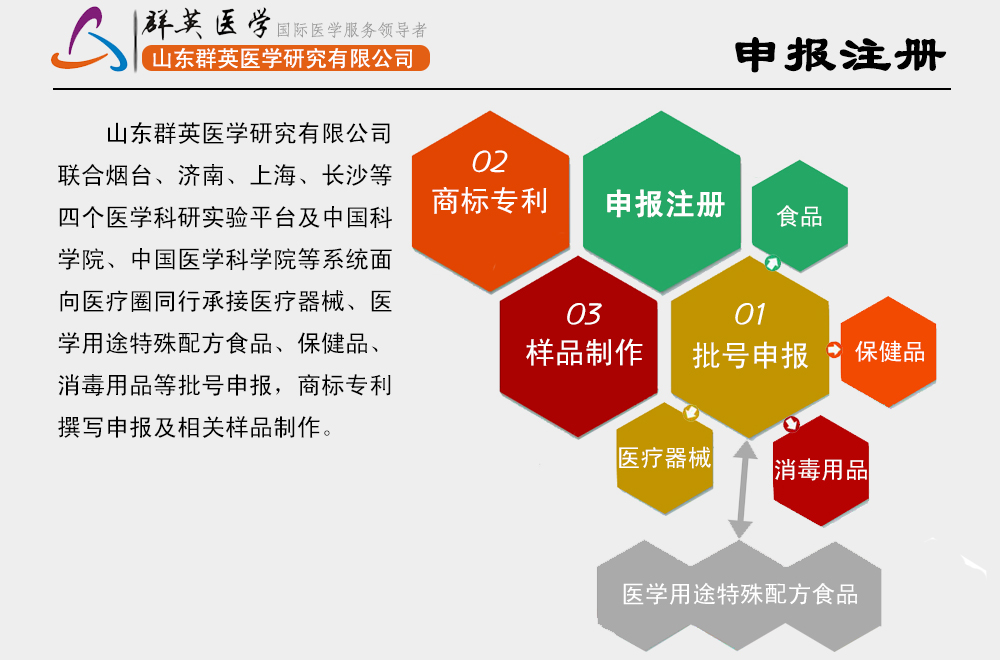 山东群英医学研究有限公司申报注册服务项目